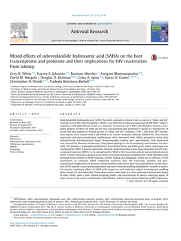 SAHA) on the Host Transcriptome and Proteome and Their Implications for HIV Reactivation from Latency