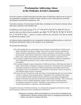 Proclamation Addressing Abuse Chabad