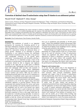 Correction of Skeletal Class II Malocclusion Using Class II Elastics in an Adolescent Patient