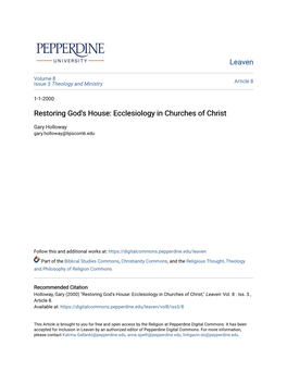 Ecclesiology in Churches of Christ