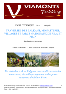 Traversée Des Balkans, Monasteres, Villages Et Parcs Nationaux De Rila Et Pirin