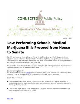 Low-Performing Schools, Medical Marijuana Bills Proceed from House to Senate