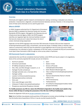 Protect Laboratory Chemicals from Use in a Terrorist Attack