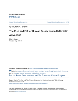 The Rise and Fall of Human Dissection in Hellenistic Alexandria