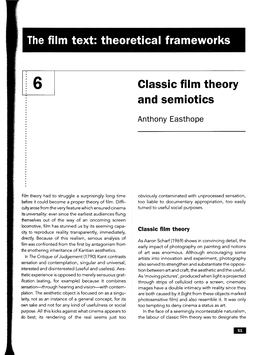 Glassic Film Theory and Semiotics