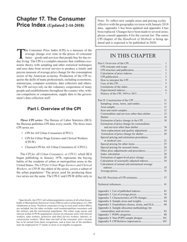 BLS Handbook of Methods, Chapter 17. the Consumer Price Index