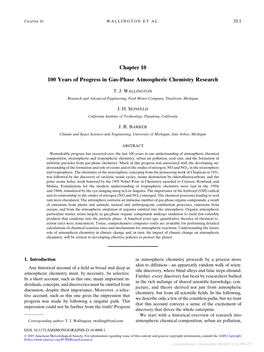 Chapter 10 100 Years of Progress in Gas-Phase Atmospheric Chemistry Research