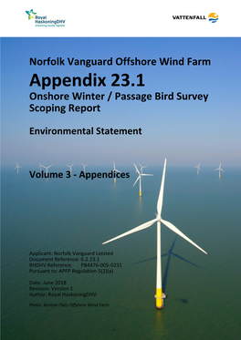 Norfolk Vanguard Offshore Wind Farm Appendix 23.1 Onshore Winter / Passage Bird Survey Scoping Report