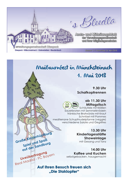 Maibaumfest in Münchsteinach 1. Mai 2018