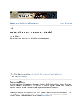 Modern Military Justice: Cases and Materials