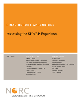 FINAL REPORT APPENDICES -- Assessing the SHARP Experience