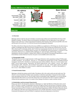 Mpulungu, Zambia 2008 District Education Profile