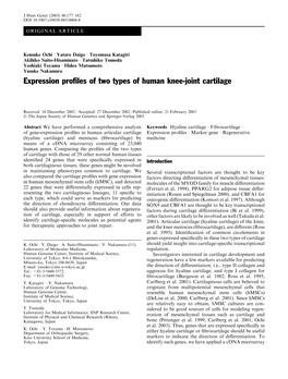 Expression Profiles of Two Types of Human Knee-Joint Cartilage