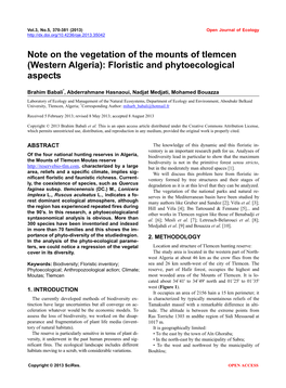 Floristic and Phytoecological Aspects