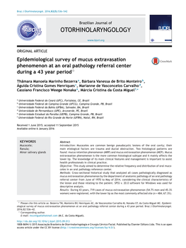 Epidemiological Survey of Mucus Extravasation Phenomenon at an Oral Pathology Referral Center During a 43 Year Period