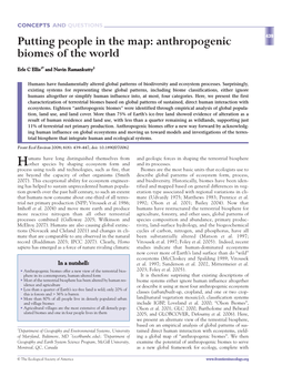 Anthropogenic Biomes of the World EC Ellis and N Ramankutty