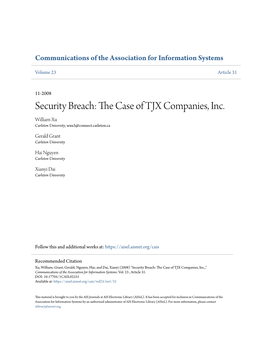 Security Breach: the Case of TJX Companies, Inc