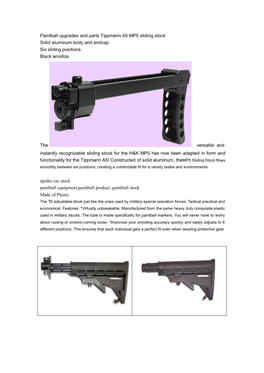 Paintball Upgrades and Parts Tippmann A5 MP5 Sliding Stock Solid Aluminum Body and Endcap Six Sliding Positions Black Anodize