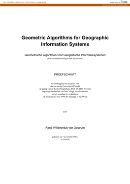 Geometric Algorithms for Geographic Information Systems