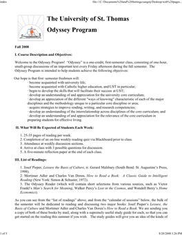 The University of St. Thomas Odyssey Program