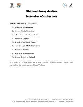 Wetlands News Monitor September - October 2015