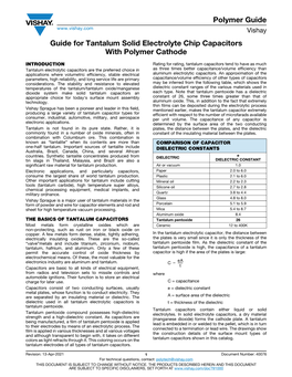 Polymer Guide Guide for Tantalum Solid Electrolyte Chip Capacitors