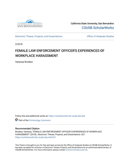 Female Law Enforcement Officer's Experiences of Workplace Harassment