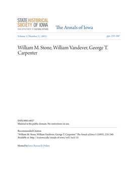 William M. Stone, William Vandever, George T. Carpenter