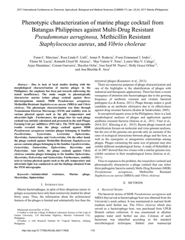 Phenotypic Characterization of Marine Phage Cocktail from Batangas