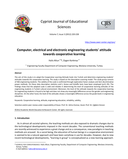 Cypriot Journal of Educational Sciences