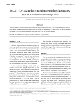 MALDI-TOF MS in the Clinical Microbiology Laboratory MALDI-TOF MS No Laboratório De Microbiologia Clínica