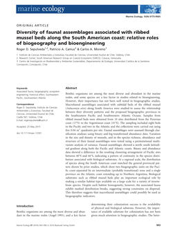 Diversity of Faunal Assemblages Associated with Ribbed Mussel Beds Along the South American Coast: Relative Roles of Biogeography and Bioengineering Roger D