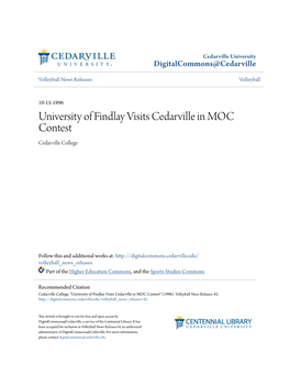 University of Findlay Visits Cedarville in MOC Contest Cedarville College