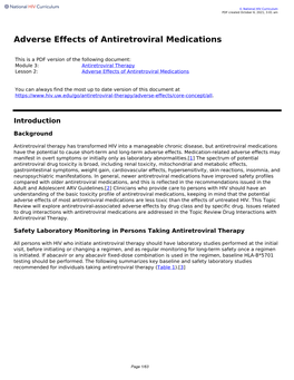 Adverse Effects of Antiretroviral Medications