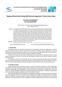 Regional Electricity Pricing with Ramsey Approach: Tehran Case Study