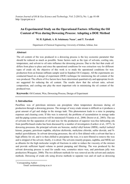 Content of Wax During Dewaxing Process: Adopting a DOE Method