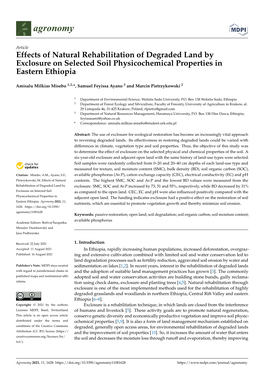 Effects of Natural Rehabilitation of Degraded Land by Exclosure on Selected Soil Physicochemical Properties in Eastern Ethiopia