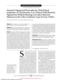 Paternal Uniparental Heterodisomy with Partial Isodisomy Of