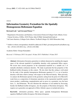 Information Geometry Formalism for the Spatially Homogeneous Boltzmann Equation