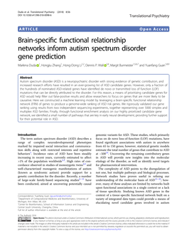 Brain-Specific Functional Relationship Networks Inform Autism Spectrum