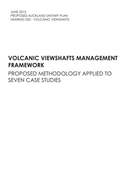 Volcanic Viewshafts Management Framework Proposed Methodology Applied to Seven Case Studies