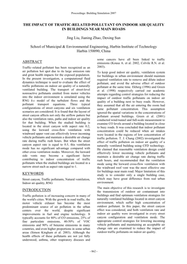 The Impact of Traffic-Related Pollutant on Indoor Air Quality in Buildings Near Main Roads