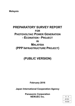 Preparatory Survey Report (Public Version)