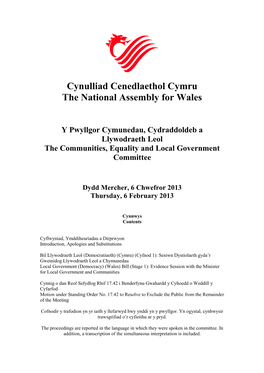 Cynulliad Cenedlaethol Cymru the National Assembly for Wales