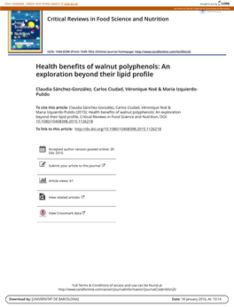 Health Benefits of Walnut Polyphenols: an Exploration Beyond Their Lipid Profile