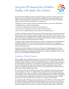 Using the HP Dreamcolor Lp2480zx Display with Apple Mac Systems