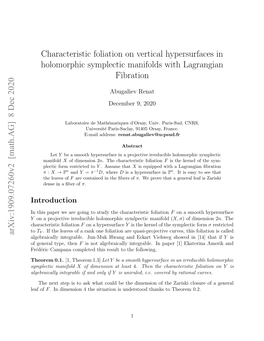 Characteristic Foliation on Vertical Hypersurfaces in Holomorphic