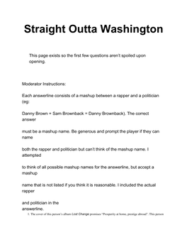 Straight Outta Washington