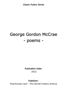 George Gordon Mccrae - Poems