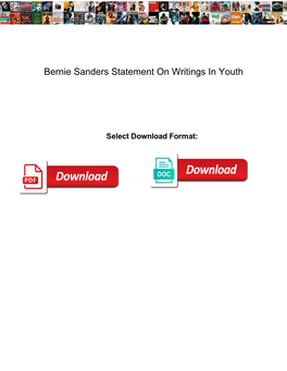 Bernie Sanders Statement on Writings in Youth